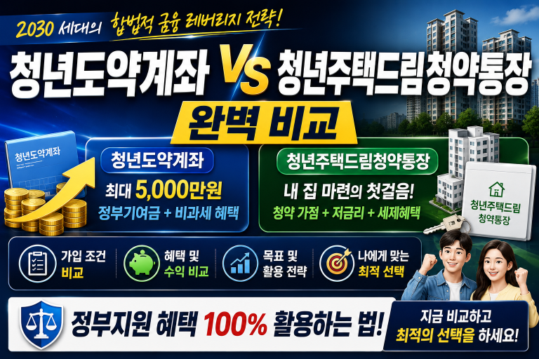청년도약계좌 vs 청년주택드림청약통장 완벽 비교: 2030 세대의 합법적 금융 레버리지 전략