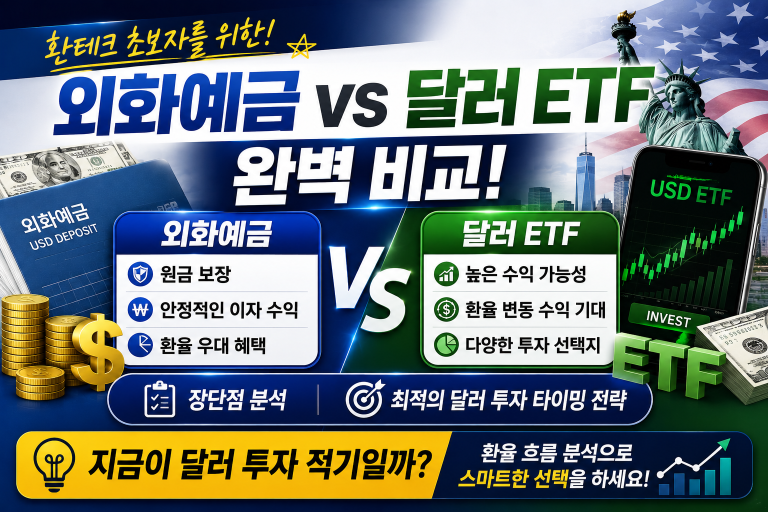 환테크 초보자를 위한 외화예금 vs 달러 ETF 완벽 비교: 장단점 분석 및 최적의 달러 투자 타이밍 전략
