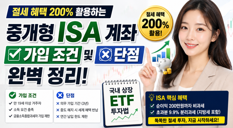 중개형 ISA 계좌 가입 조건 및 단점: 절세 혜택 200% 활용하는 국내 상장 ETF 투자법