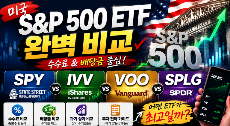 미국 S&P 500 ETF 완벽 비교: SPY, IVV, VOO, SPLG (수수료 및 배당금 중심)