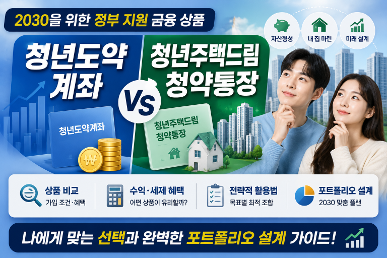 청년도약계좌 vs 청년주택드림청약통장: 2030을 위한 정부 지원 금융 상품 총정리 및 포트폴리오 설계