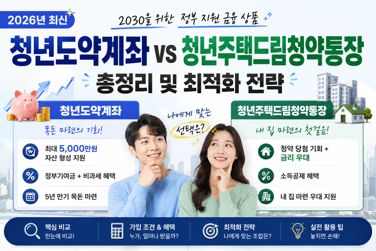 2026년 청년도약계좌 vs 청년주택드림청약통장: 2030을 위한 정부 지원 금융 상품 총정리 및 최적화 전략