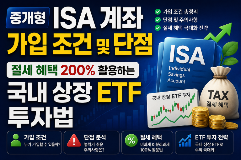 중개형 ISA 계좌 가입 조건 및 단점: 절세 혜택 200% 활용하는 국내 상장 ETF 투자법