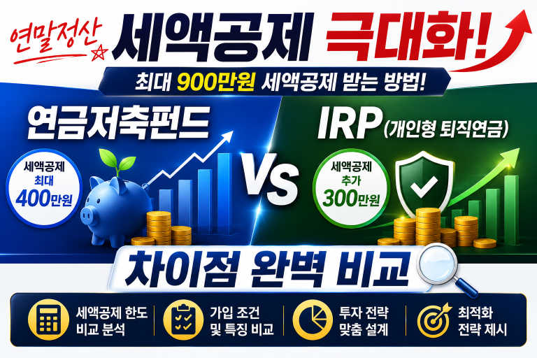 연말정산 세액공제 극대화: 연금저축펀드 vs IRP(개인형 퇴직연금) 차이점 완벽 비교 및 최적화 전략
