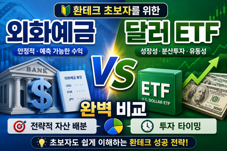 환테크 초보자를 위한 외화예금 vs 달러 ETF 완벽 비교: 전략적 자산 배분과 투자 타이밍
