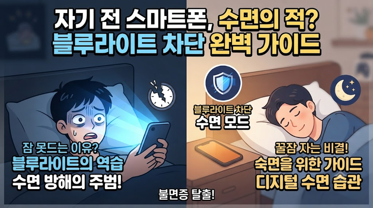 자기 전 스마트폰이 수면에 미치는 영향과 블루라이트 차단 방법 총정리: 불면증에서 벗어나는 디지털 수면 습관 가이드